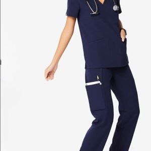 Figs Navy Scrub Top